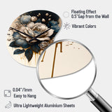 Black And White Rose Design III - Asymmetric Metal Wall Clock