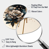 Black And White Rose Design III - Asymmetric Metal Wall Clock