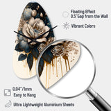 Black And White Rose Design III - Asymmetric Metal Wall Clock