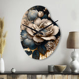 Black And White Rose Design III - Asymmetric Metal Wall Clock