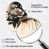 Black And White Rose Design III - Asymmetric Metal Wall Clock