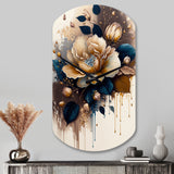 Brown And Blue Rose Design - Asymmetric Metal Wall Clock
