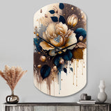 Brown And Blue Rose Design - Asymmetric Metal Wall Clock
