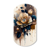 Brown And Blue Rose Design - Asymmetric Metal Wall Clock
