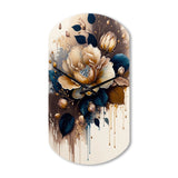 Brown And Blue Rose Design - Asymmetric Metal Wall Clock