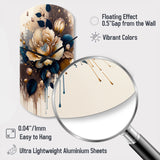 Brown And Blue Rose Design - Asymmetric Metal Wall Clock