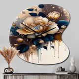 Brown And Blue Rose Design - Asymmetric Metal Wall Clock