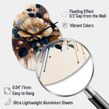 Brown And Blue Rose Design - Asymmetric Metal Wall Clock