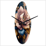 Decadent Pink And Blue Roses I - Asymmetric Metal Wall Clock