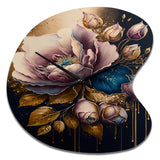Decadent Pink And Blue Roses II - Asymmetric Metal Wall Clock