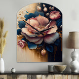 Decadent Pink And Blue Roses III - Asymmetric Metal Wall Clock
