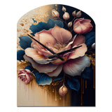 Decadent Pink And Blue Roses III - Asymmetric Metal Wall Clock