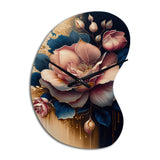 Decadent Pink And Blue Roses III - Asymmetric Metal Wall Clock
