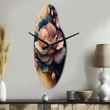 Decadent Pink And Blue Roses III - Asymmetric Metal Wall Clock