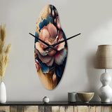 Decadent Pink And Blue Roses III - Asymmetric Metal Wall Clock