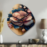 Decadent Pink And Blue Roses III - Asymmetric Metal Wall Clock