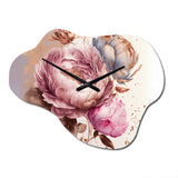 Pink And Gold Rose I - Asymmetric Metal Wall Clock