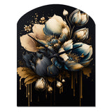 Blue And Gold Tulips II - Asymmetric Metal Wall Clock