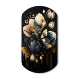 Blue And Gold Tulips II - Asymmetric Metal Wall Clock