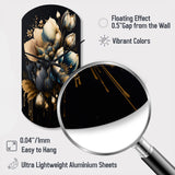 Blue And Gold Tulips II - Asymmetric Metal Wall Clock