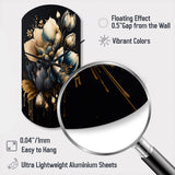 Blue And Gold Tulips II - Asymmetric Metal Wall Clock