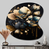 Blue And Gold Tulips II - Asymmetric Metal Wall Clock