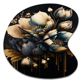 Blue And Gold Tulips II - Asymmetric Metal Wall Clock