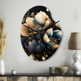 Blue And Gold Tulips II - Asymmetric Metal Wall Clock