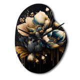 Blue And Gold Tulips II - Asymmetric Metal Wall Clock