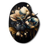 Blue And Gold Tulips II - Asymmetric Metal Wall Clock