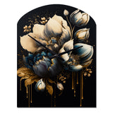 Blue And Gold Tulips III - Asymmetric Metal Wall Clock