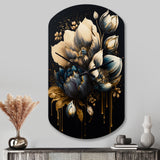 Blue And Gold Tulips III - Asymmetric Metal Wall Clock