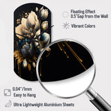Blue And Gold Tulips III - Asymmetric Metal Wall Clock
