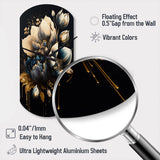 Blue And Gold Tulips III - Asymmetric Metal Wall Clock