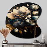 Blue And Gold Tulips III - Asymmetric Metal Wall Clock
