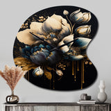 Blue And Gold Tulips III - Asymmetric Metal Wall Clock
