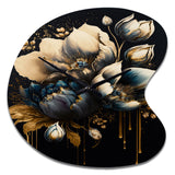 Blue And Gold Tulips III - Asymmetric Metal Wall Clock