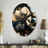 Blue And Gold Tulips III - Asymmetric Metal Wall Clock