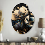 Blue And Gold Tulips III - Asymmetric Metal Wall Clock