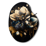 Blue And Gold Tulips III - Asymmetric Metal Wall Clock