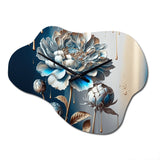 Ice Blue Zinnia Flowers - Asymmetric Metal Wall Clock
