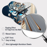 Ice Blue Zinnia Flowers - Asymmetric Metal Wall Clock
