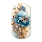 Blue And Gold Mixed Floral Bouquet II - Asymmetric Metal Wall Clock