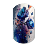 Vibrant Blue Flower Bouquet II - Asymmetric Metal Wall Clock