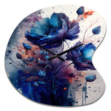 Vibrant Blue Flower Bouquet II - Asymmetric Metal Wall Clock