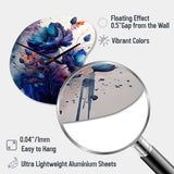 Vibrant Blue Flower Bouquet II - Asymmetric Metal Wall Clock