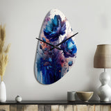 Vibrant Blue Flower Bouquet II - Asymmetric Metal Wall Clock