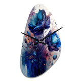 Vibrant Blue Flower Bouquet II - Asymmetric Metal Wall Clock