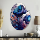 Vibrant Blue Flower Bouquet II - Asymmetric Metal Wall Clock