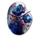 Vibrant Blue Flower Bouquet II - Asymmetric Metal Wall Clock